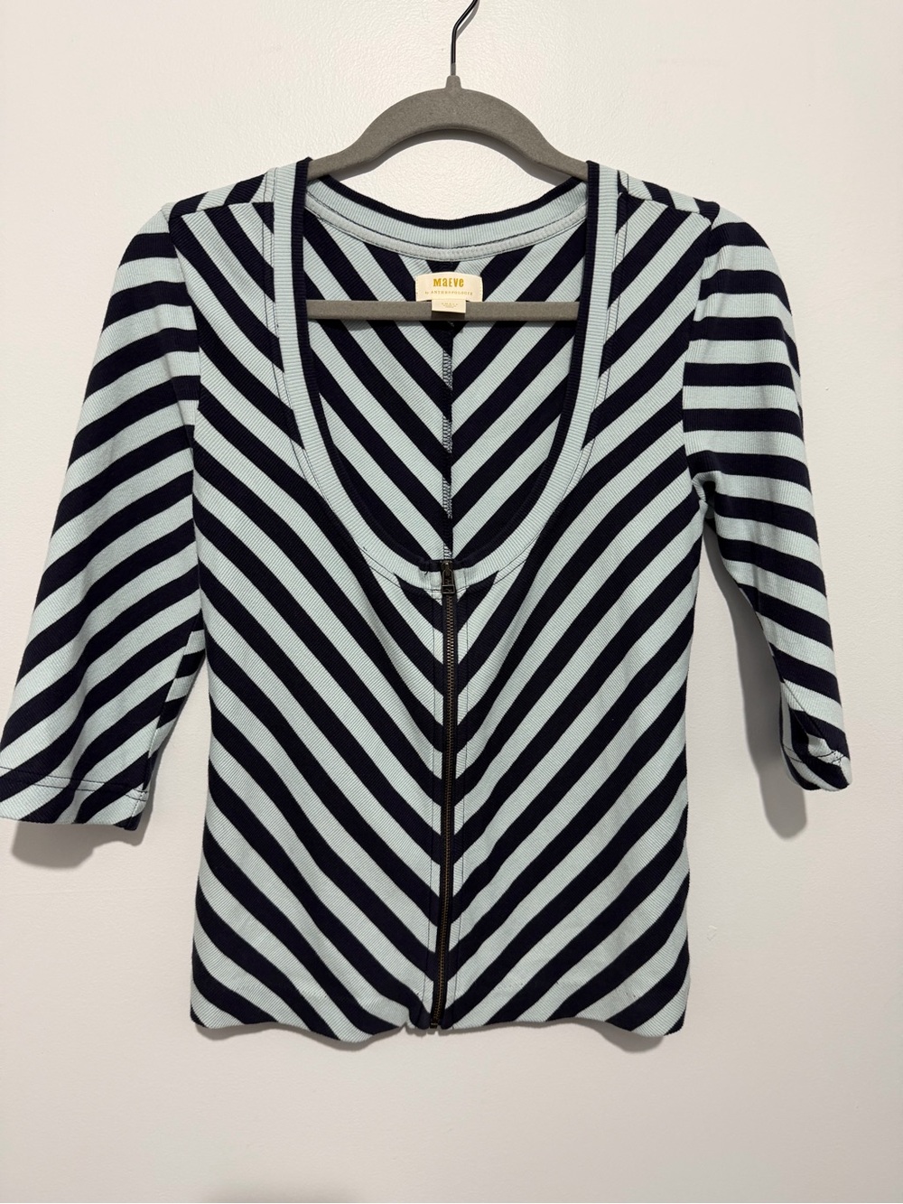 Maeve by Anthropologie Striped Scoop Neck Ribbed Top NWOT